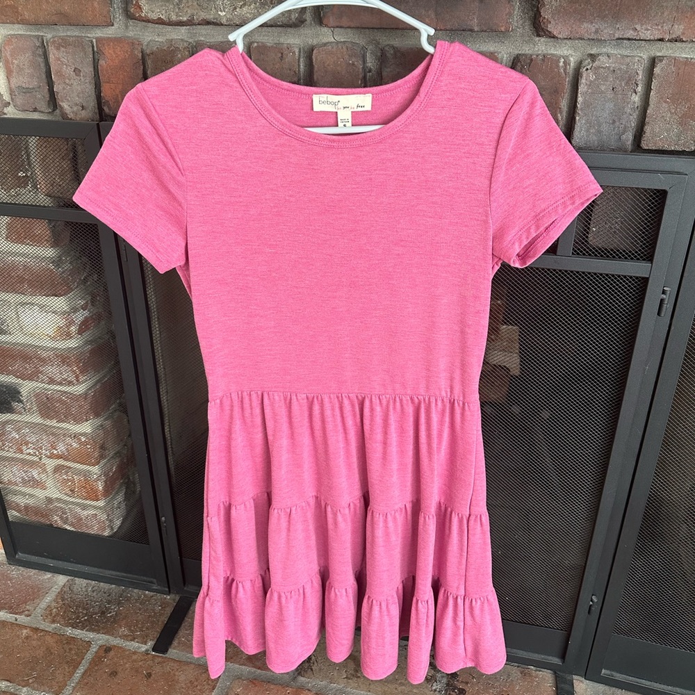 BEBOP Juniors/Women Pink
Stretch Heather Short
Sleeve Round Neck Mini
Dress